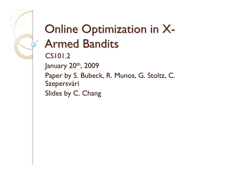 online optimization in x online optimization in x armed