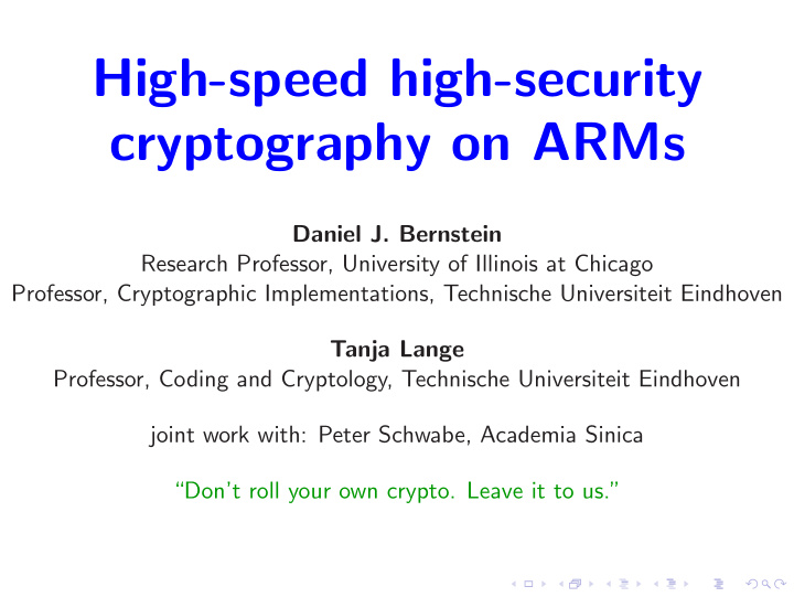 high speed high security cryptography on arms