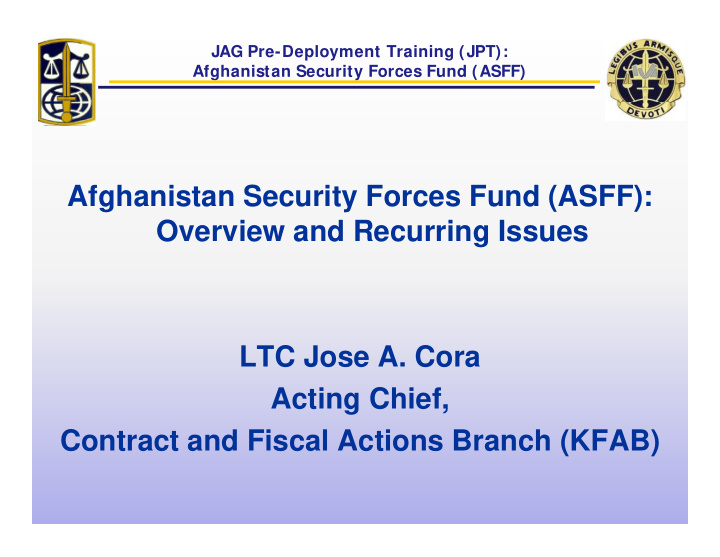 afghanistan security forces fund asff overview and