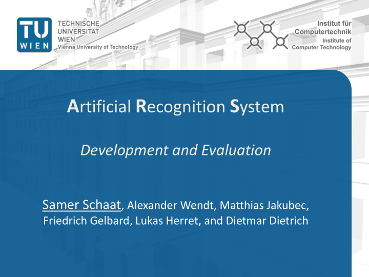 artificial recognition system ars project