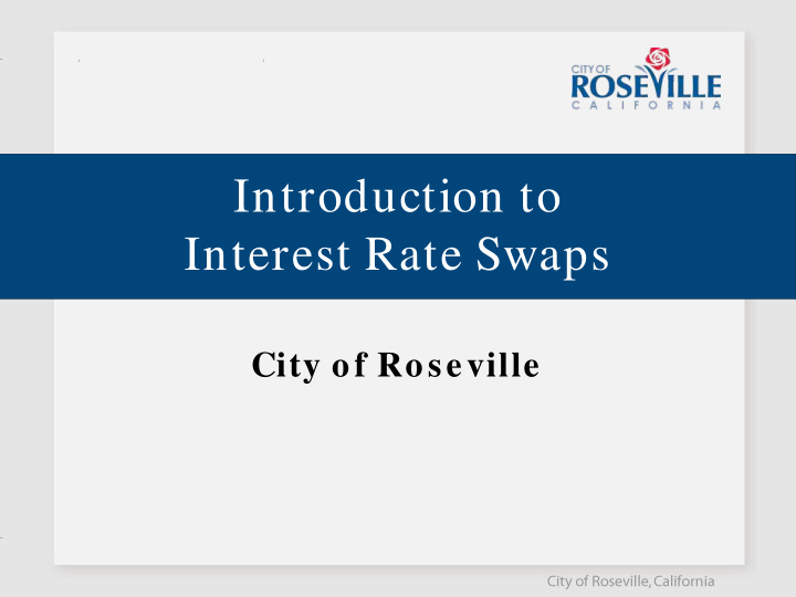 introduction to interest rate swaps