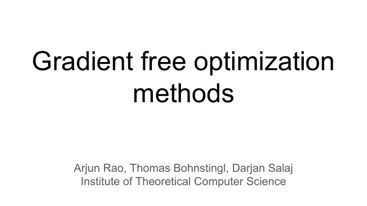 gradient free optimization methods