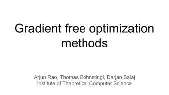 Gradient free optimization  methods  Arjun Rao, Thomas Bohnstingl, Darjan Salaj  Institute of