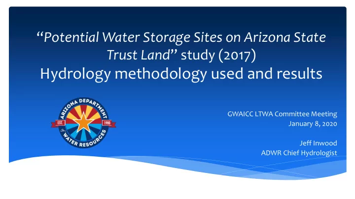 hydrology methodology used and results