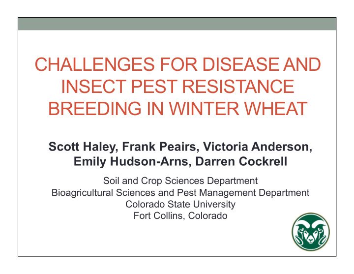 challenges for disease and insect pest resistance