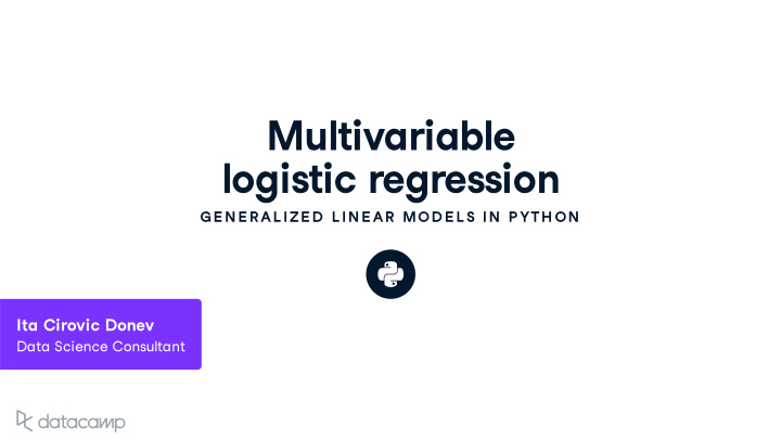 m u lti v ariable logistic regression