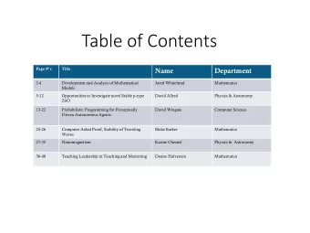 Table of Contents  Page #s  Title  Name  Department  2-4  Development and Analysis of