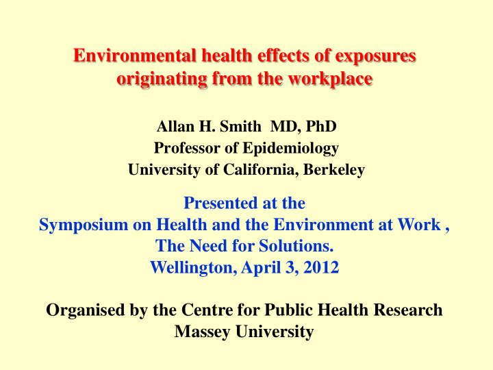 environmental health effects of exposures originating