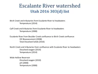 Escalante River watershed  Utah 2016 303(d) list  Birch Creek and tributaries from Escalante River