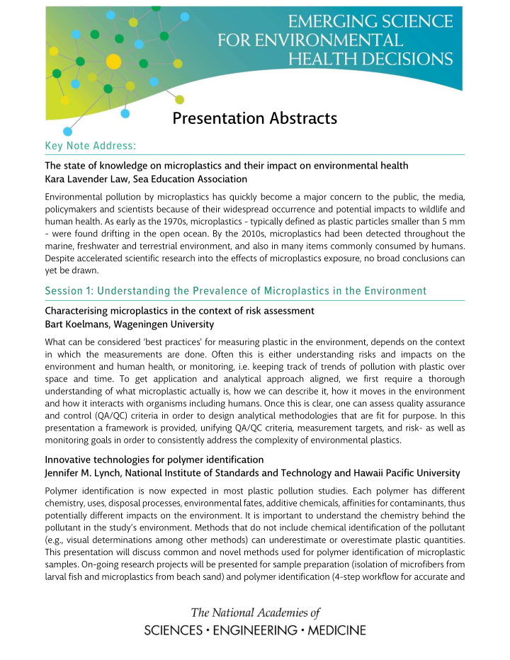 presentation abstracts