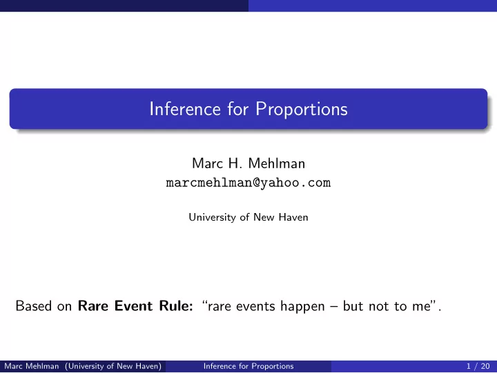 inference for proportions