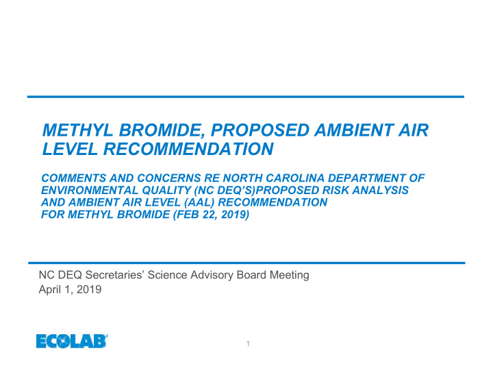 methyl bromide proposed ambient air level recommendation