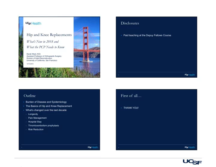 disclosures hip and knee replacements