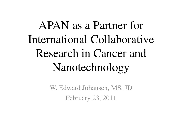 apan as a partner for international collaborative i l c