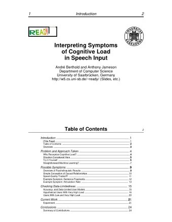 Interpreting Symptoms  A  E  V  I  of Cognitive Load  in Speech Input  Andr Berthold and Anthony