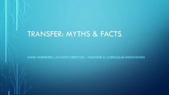 TRANSFER: MYTHS &amp; FACTS  ANNE HABERKERN, DIVISION DIRECTOR  TRANSFER &amp; CURRICULAR