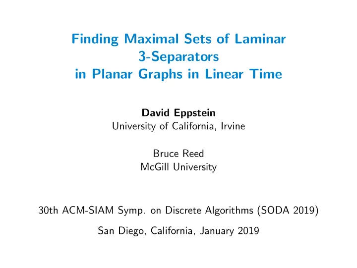 finding maximal sets of laminar 3 separators in planar