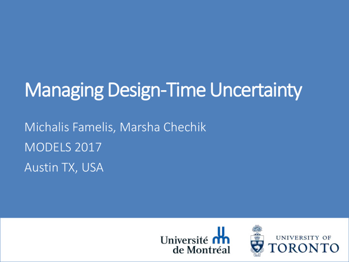 managing design time uncertainty