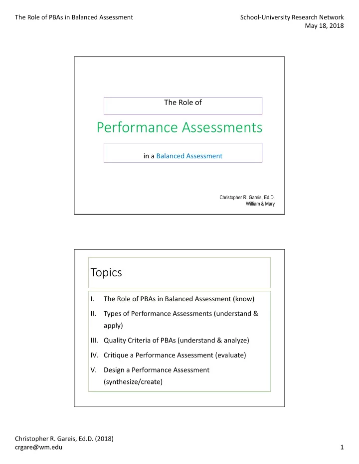 performance assessments