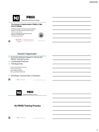 5/8/2018  The Journey to Implementation Fidelity in High  School Settings  The Boggs Center on