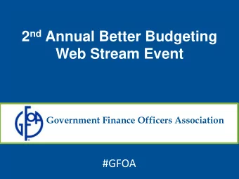 Web Stream Event  Government Finance Officers Association  #GFOA  Speakers  Mike Mucha, GFOA