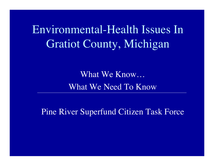 environmental health issues in gratiot county michigan