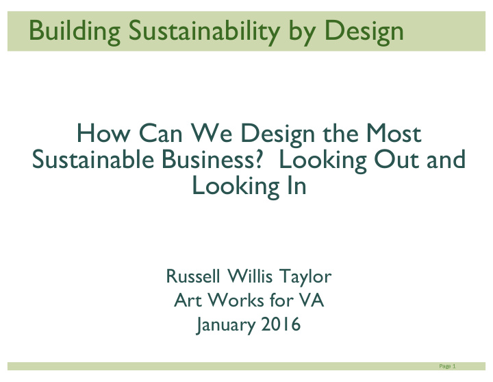 building sustainability by design