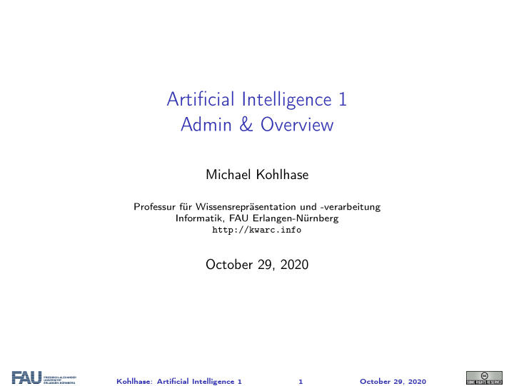 artificial intelligence 1 admin overview