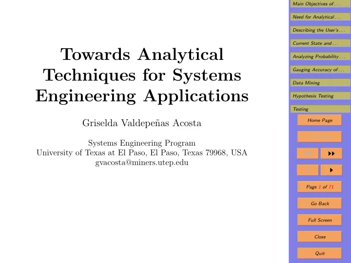 towards analytical