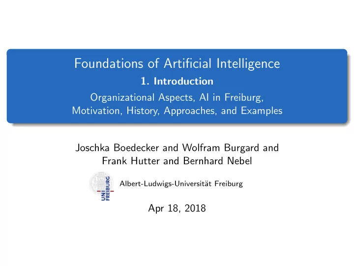 foundations of artificial intelligence