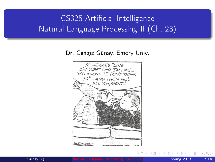 cs325 artificial intelligence natural language processing