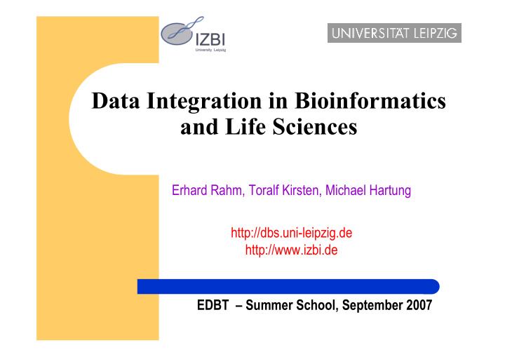 data integration in bioinformatics and life sciences