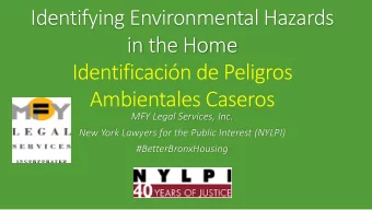 in the Home  Identificacin de Peligros  Ambientales Caseros  MFY Legal Services, Inc.  New York