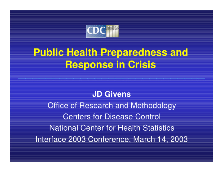 jd givens office of research and methodology centers for