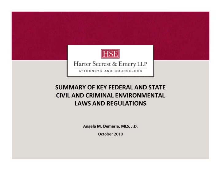 summary of key federal and state civil and criminal