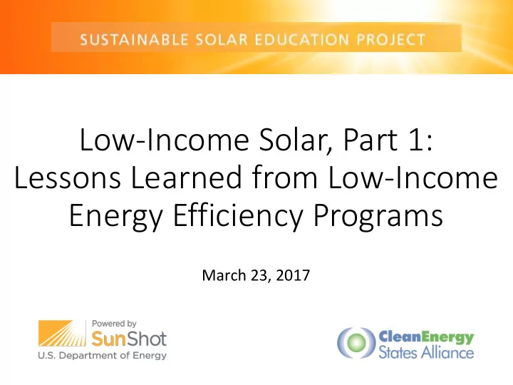 lessons learned from low income