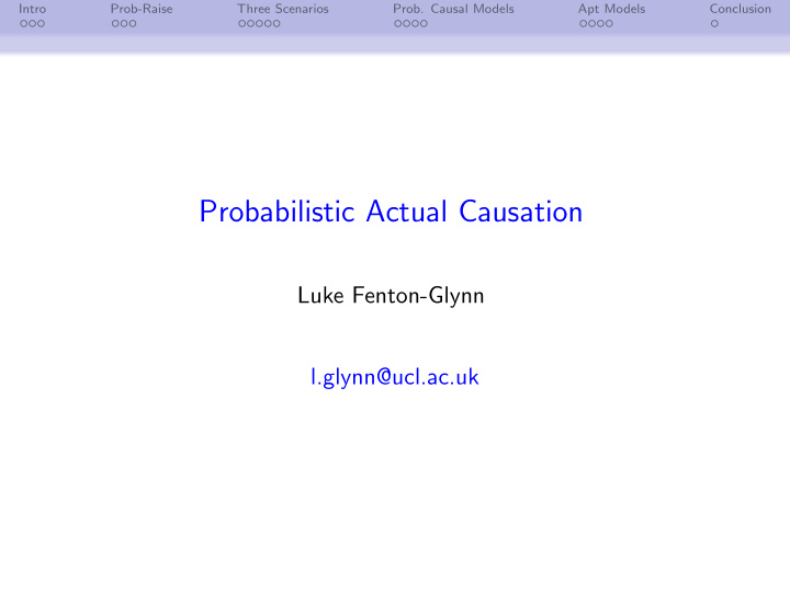 probabilistic actual causation
