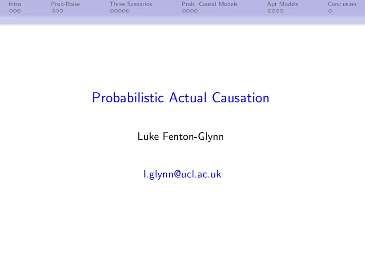 probabilistic actual causation