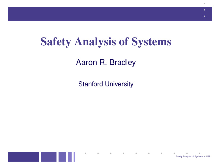 safety analysis of systems