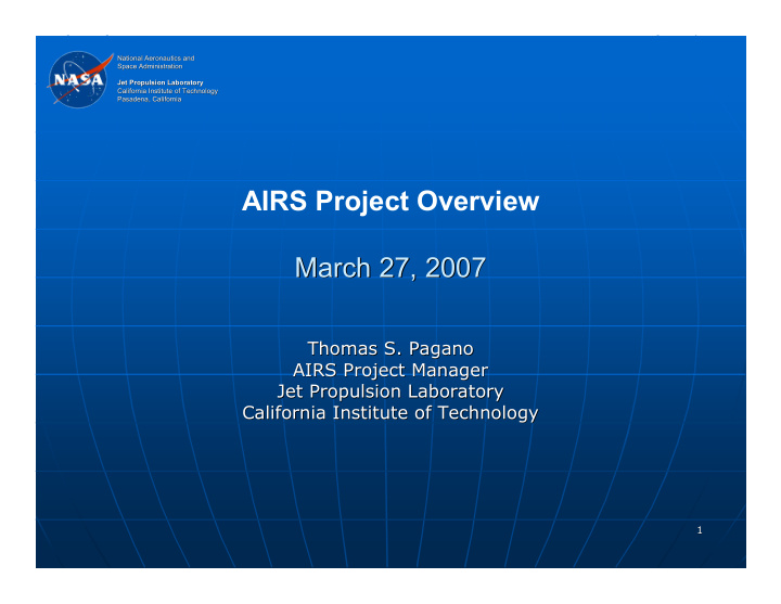 airs project overview march 27 2007 march 27 2007