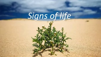 Signs of life  On the third day there was a wedding in Cana of Galilee  On the third day there was