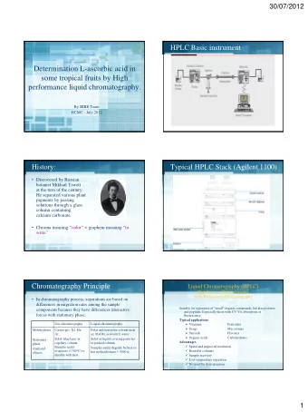 Determination L-ascorbic acid in  some tropical fruits by High  performance liquid chromatography.