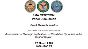 SMA CENTCOM  Panel Discussion  Black Swan Scenarios  From the SMA Study in Support of USCENTCOM: