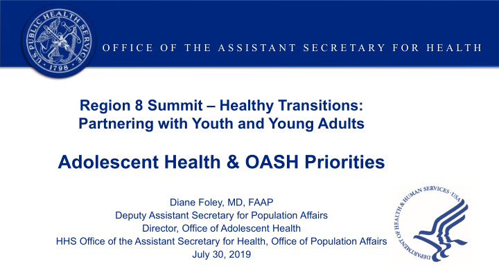 adolescent health amp oash priorities
