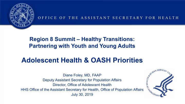 adolescent health amp oash priorities