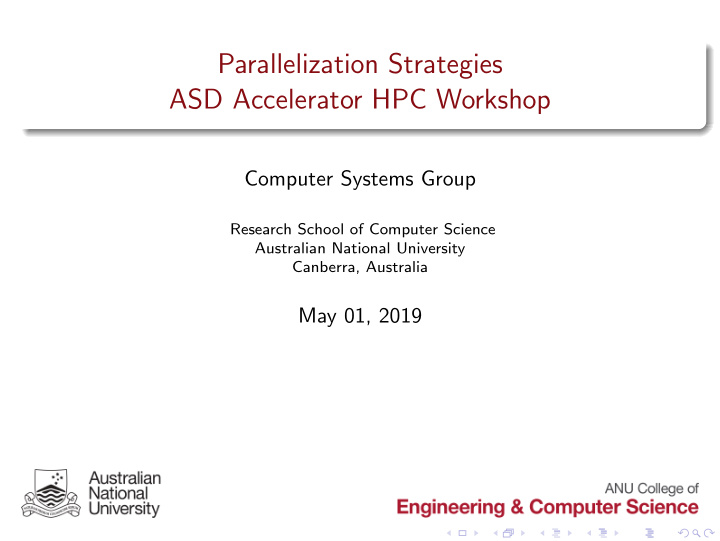 parallelization strategies asd accelerator hpc workshop