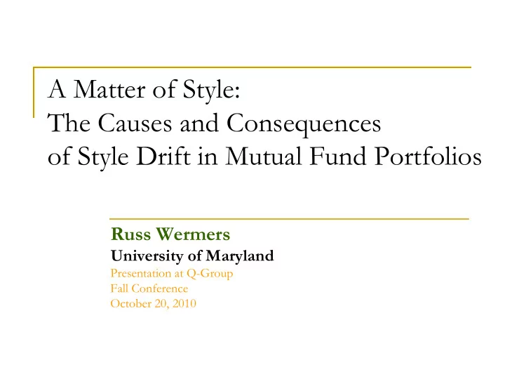 a matter of style the causes and consequences of style