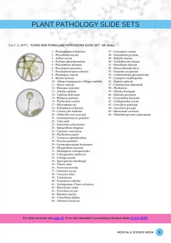 PLANT PATHOLOGY SLIDE SETS Cat #: JL-BPP1 - FUNGI AND FUNGI-LIKE PATHOGENS SLIDE SET - 66 slides  1