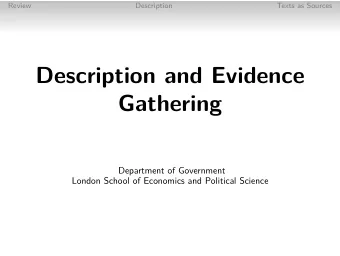 Description and Evidence  Gathering  Department of Government  London School of Economics and