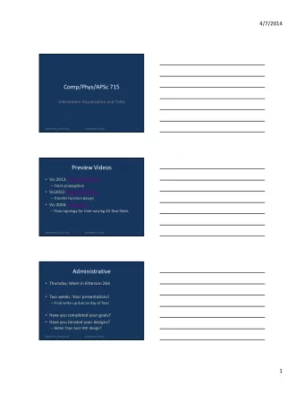 Comp/Phys/APSc 715  Information Visualization and Tufte  4/8/2014 Infovis, Genomics Tufte